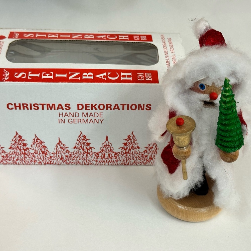 Steinbach Wooden Christmas Santa NutCracker with Bell and Tree Handmade Germany